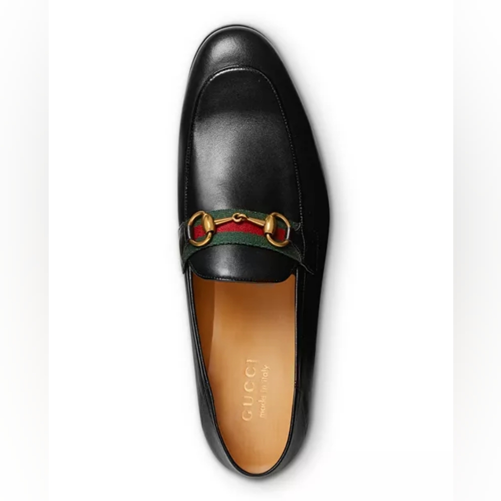 Gucci Men's Leather Web Horsebit Loafers